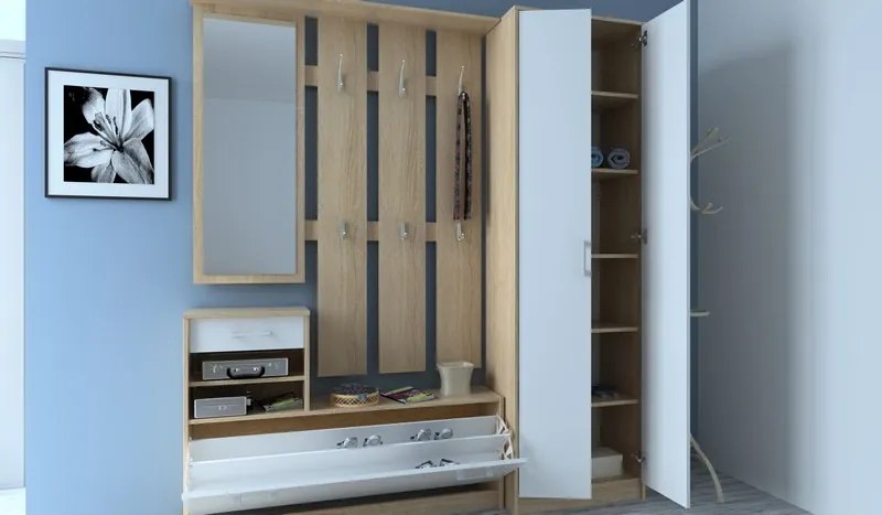 Predsieňová stena Vincent, dub sonoma/biela