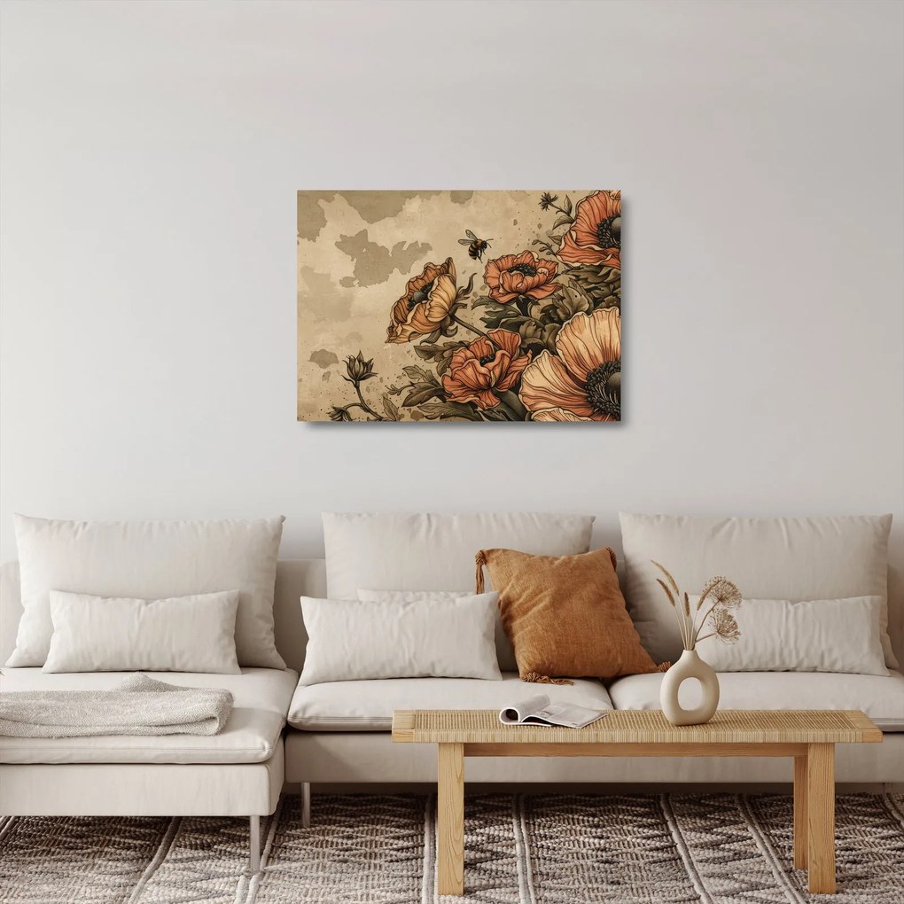 Sklenený obraz - Včelia lúka II. (70x50 cm)