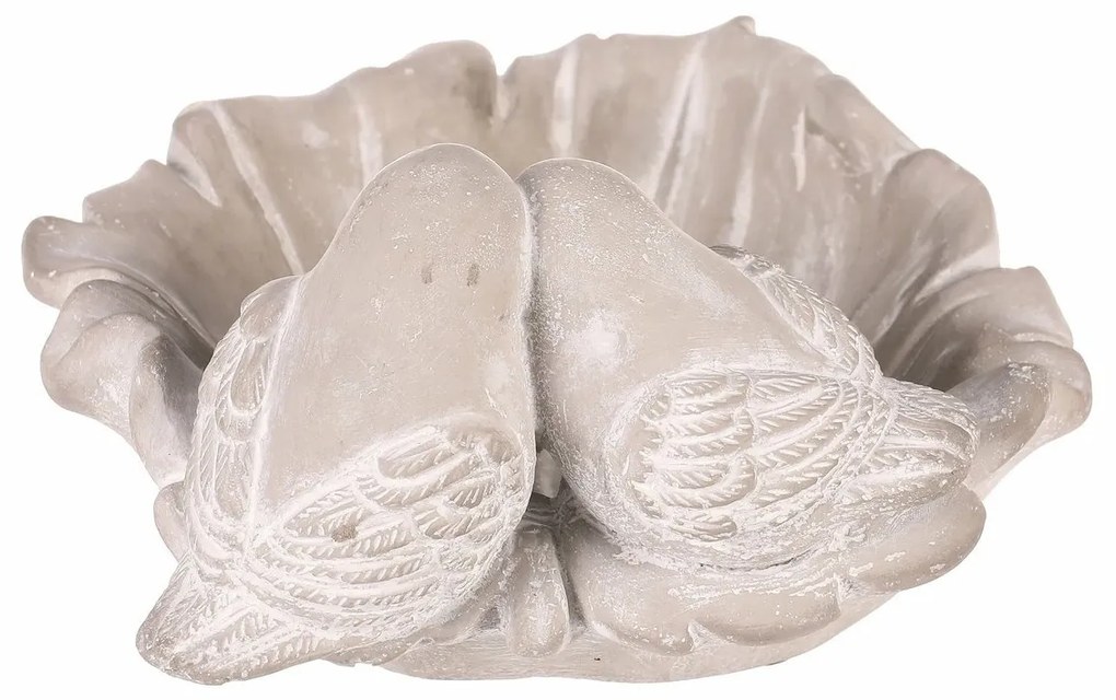 Betónové napájadlo pre vtáčiky List, sivá, 21 x 17 x 9 cm