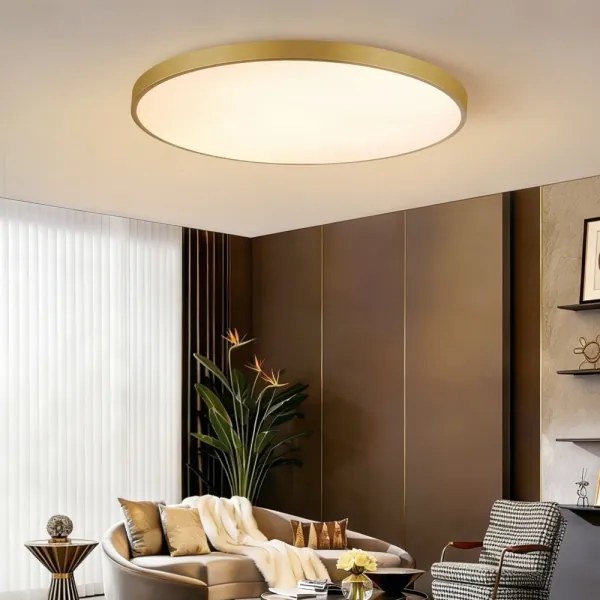 Immax NEO 07312L-LED stmievateľné stropné svietidlo SEMPLICI 128 W / 230 V, priemer 100 cm, Wi‑Fi Tuya, zlaté + diaľkové ovládanie