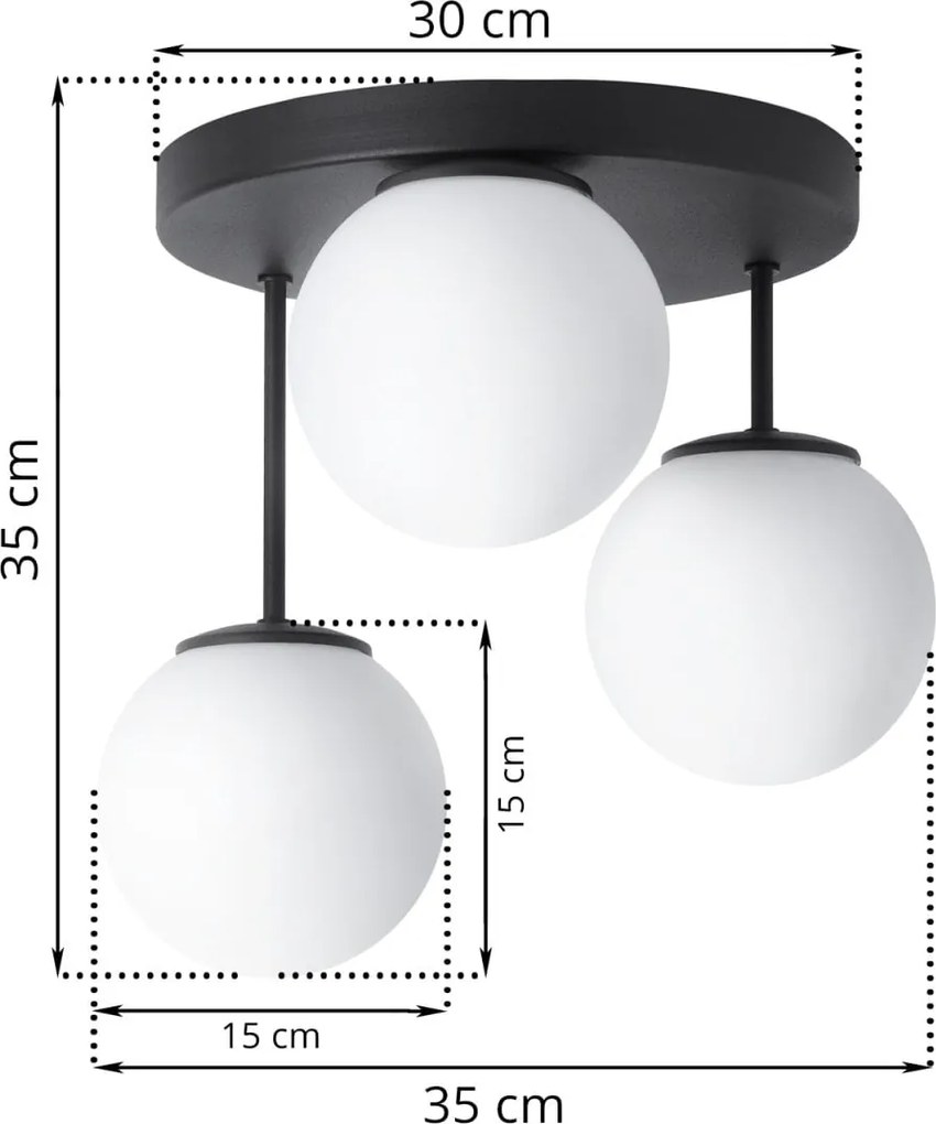 Stropné svietidlo Florence, 3x biele sklenené tienidlo, b, o