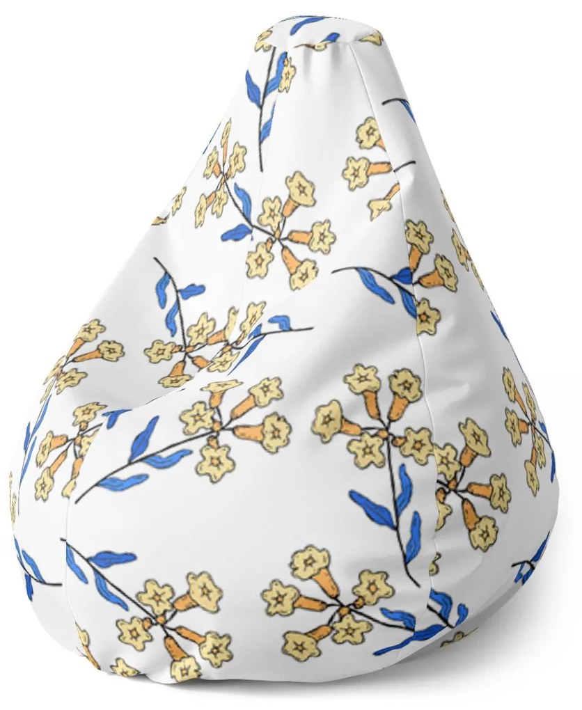 Sablio Sedací vak Pear Žlté kvietie - 140 x 100 x 25 cm