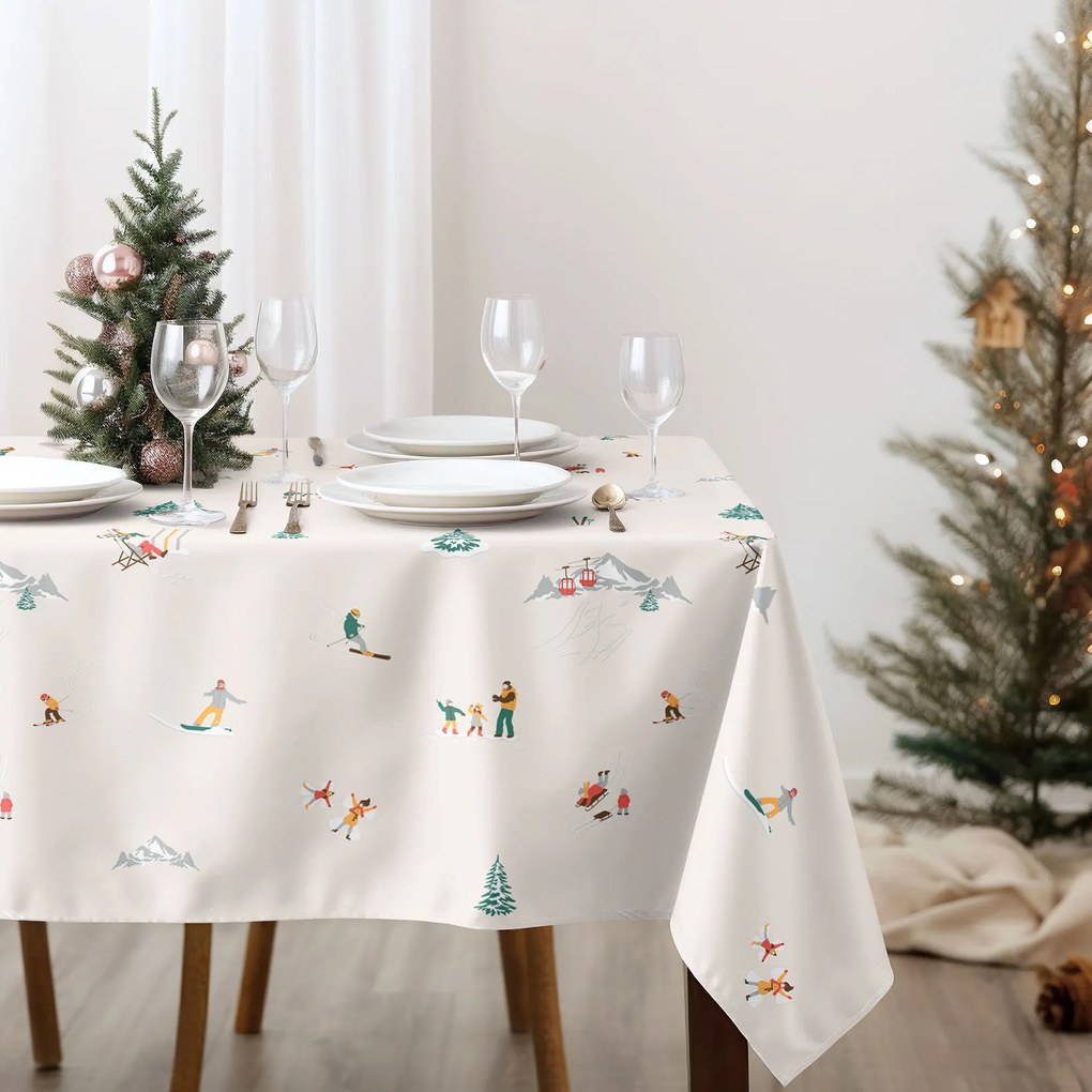 Goldea hranatý obrus 100% bavlnené plátno - zimné radovánky 120 x 160 cm