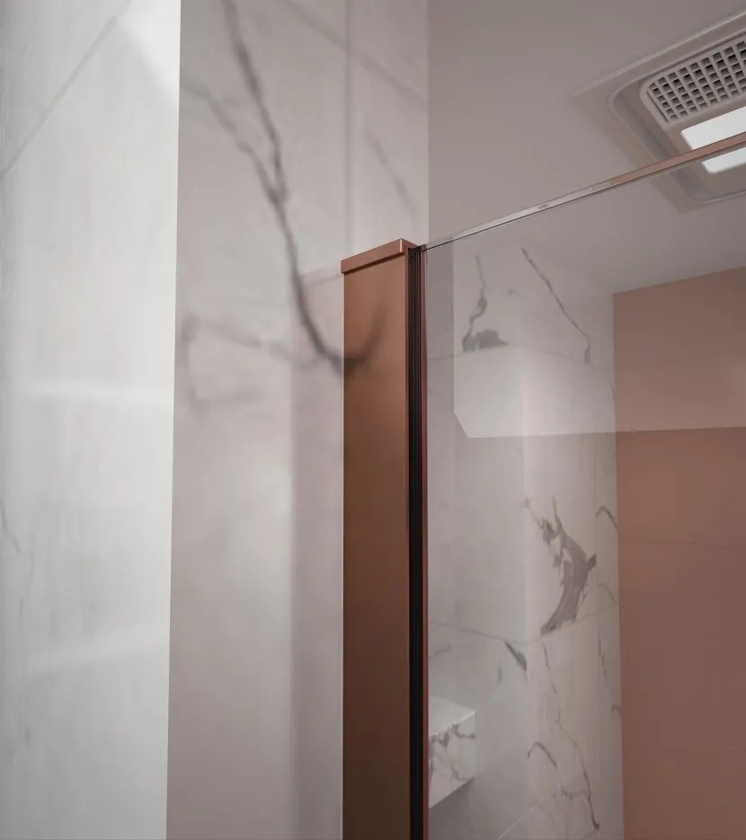 Erga Paris, sprchová zástena Walk-In 80x200 cm, 8mm číre/mliečne sklo, medený matný profil, ERG-V02-PARIS-080x200-MF-CO