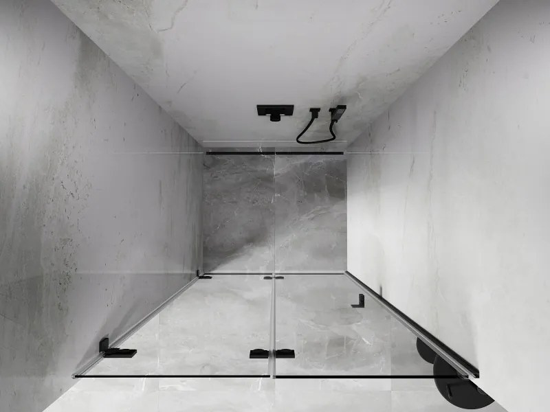 Mexen, Mexen Lunar-F ľavé sklápacie sprchové dvere 95 cm, transparentné, pištoľový kov - 836-095-000-95-00-L