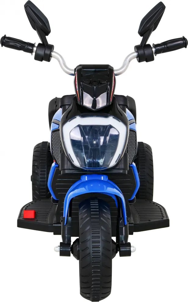 Ramiz Rýchla turistická motorka na batérie pre deti Modrá + Audio + Svetlá + Eko koža