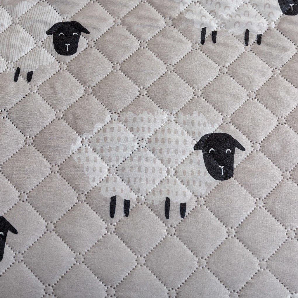 Prehoz na posteľ SHEEP DREAM sivý Rozmer: 220 x 240 cm