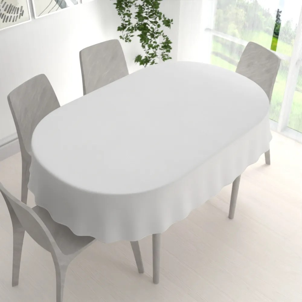 Biante Veľký dekoračný oválny obrus BKU-112 Dymovo biely 260x320 cm