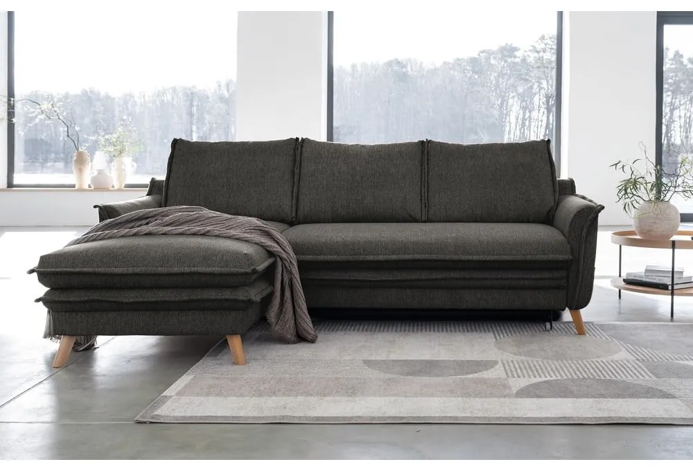 Tmavosivá rozkladacia rohová pohovka (ľavý roh) Charming Charlie – Miuform