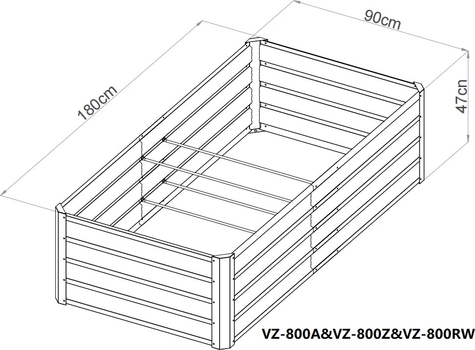 Vyvýšený záhradný záhon BestBerg VZ-800RW / 800 l / 180 x 90 x 47 cm / dekor dreva
