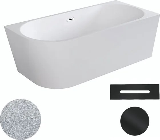 Besco Akrylátová voľne stojaca rohová vaňa Zoya Glam S 150x75 (170x80) biela/strieborná BESCO-Typ výpuste: Click-Clack s prepadom, grafit, BESCO-Rozm…