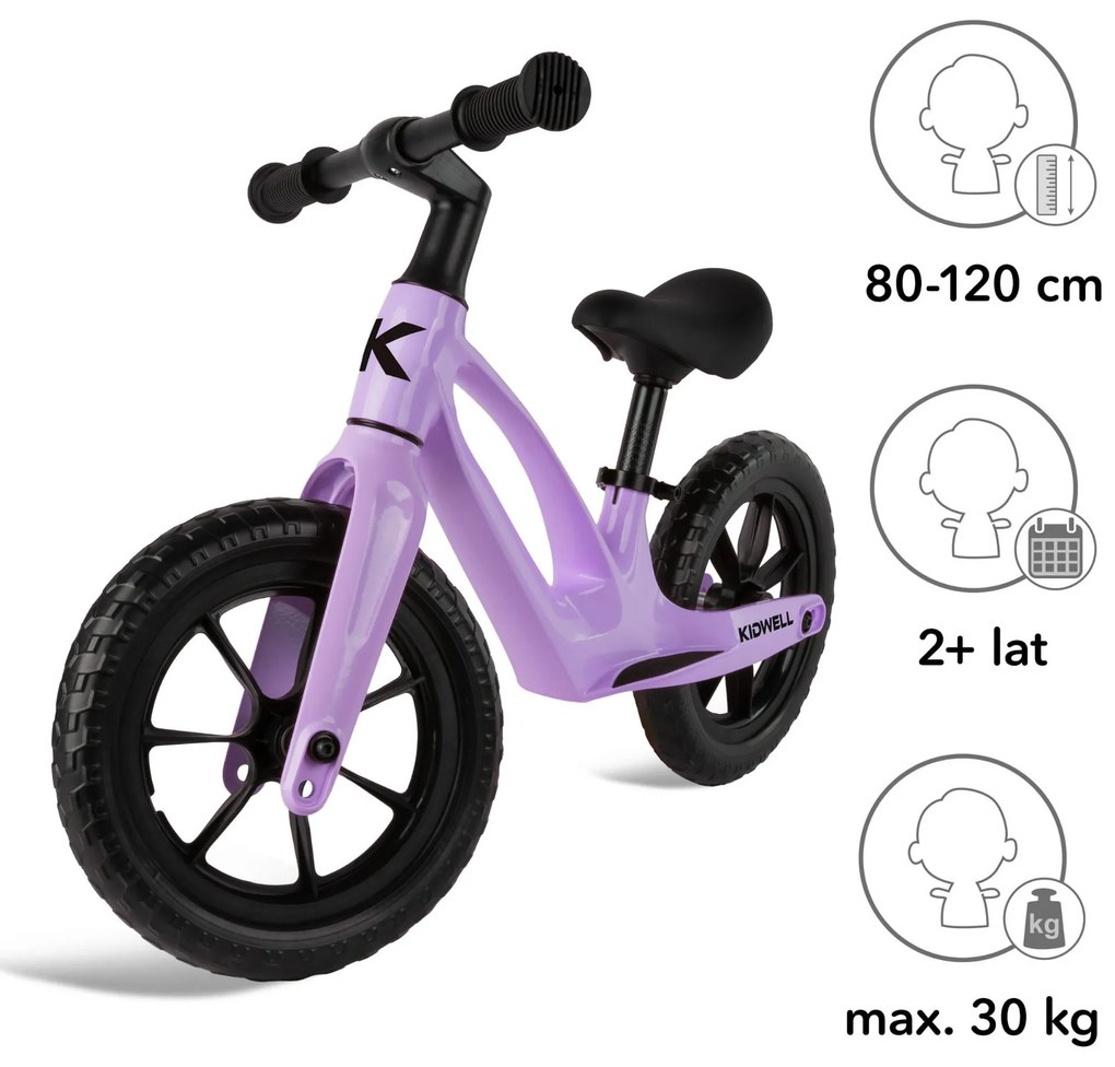 Balančný bicykel Kidwell Vito Balance, fialový, s horčíkovým rámom