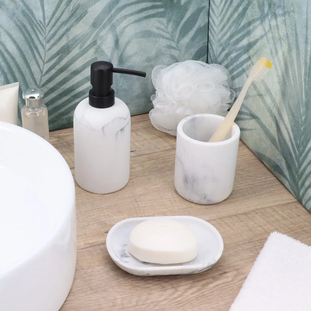 Dávkovač mydla Everist Marble, biela/s čiernymi prvkami, 300 ml