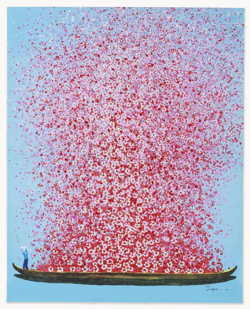 Ručne maľovaná nástenná dekorácia Flower Boat