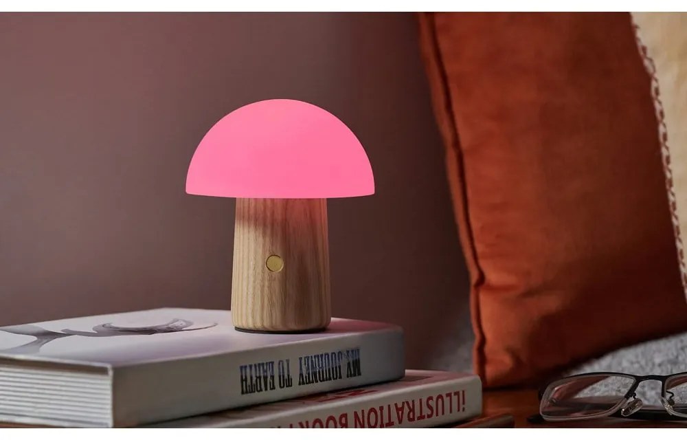 Stmievateľná stolová lampa v prírodnej farbe so skleneným tienidlom (výška 13 cm) Alice – Gingko
