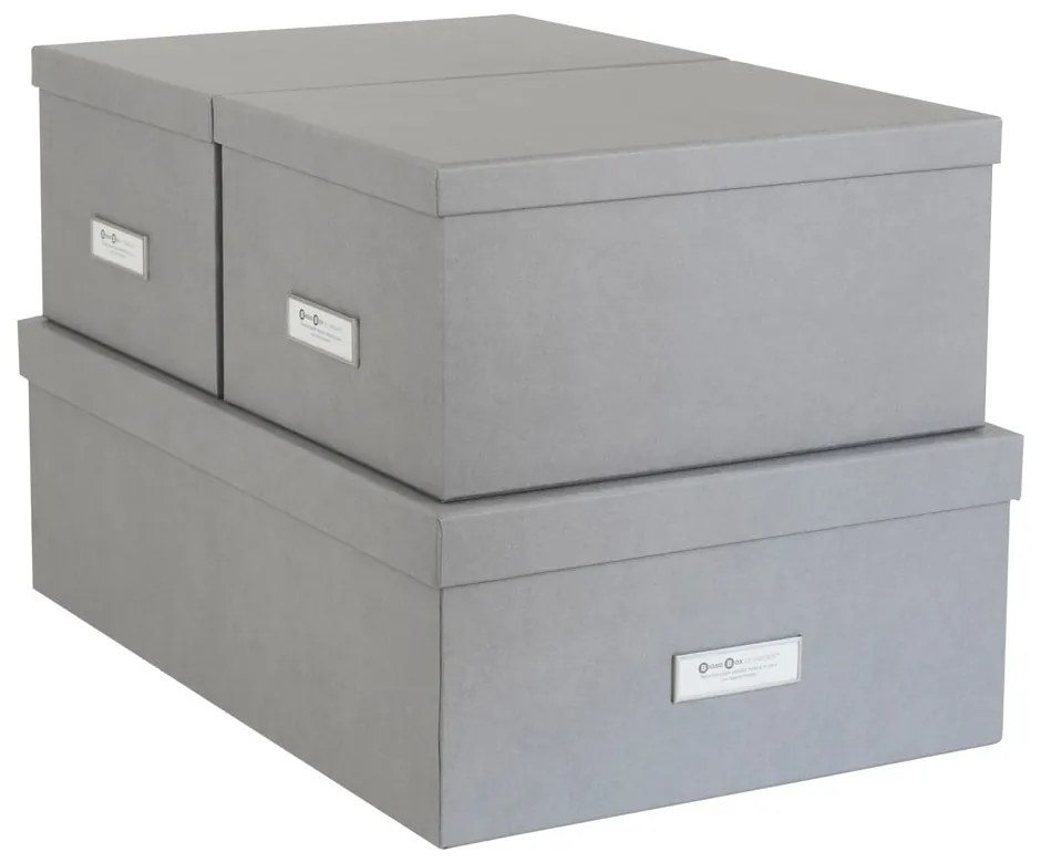 Súprava 3 sivých úložných škatúľ Bigso Box of Sweden Inge