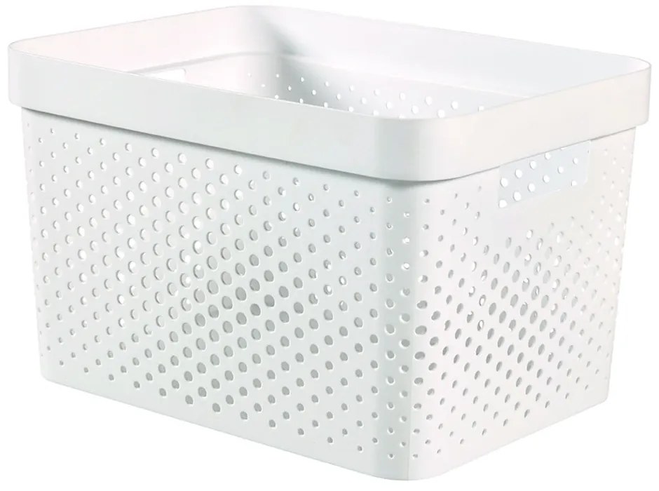 Biely úložný košík Curver Infinity Dots, 17 l