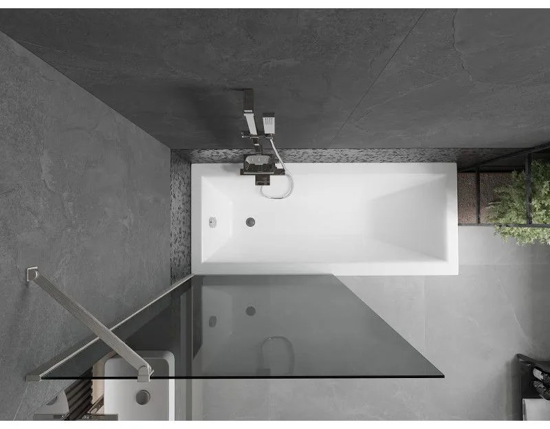 Mexen Next, 1-krídlová vaňová zástena 90 x 150 cm, 6mm šedé sklo, oceľová, 895-090-000-00-40-97