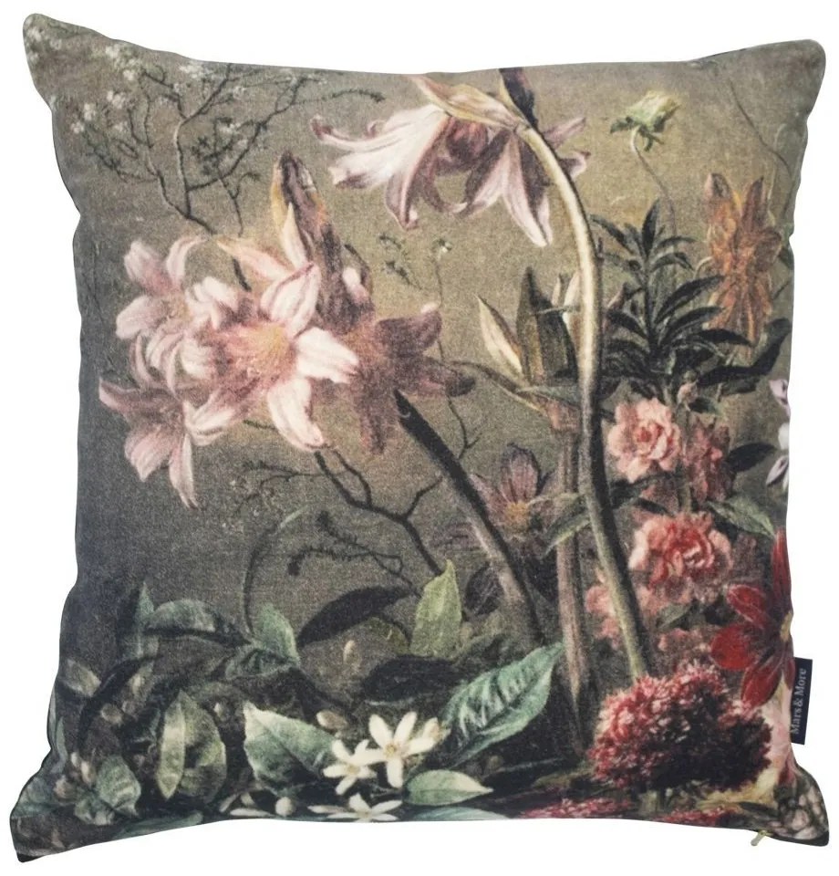 Zamatový vankúš rozkvitnuté kvety Flowers 3 - 45 * 45 * 15cm