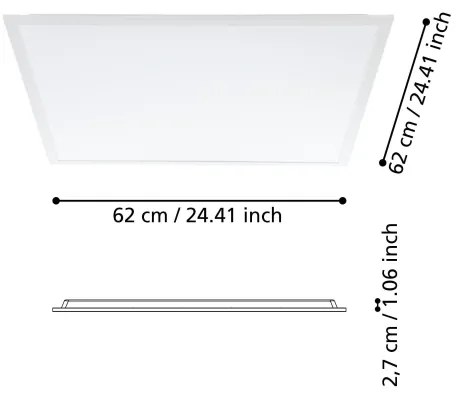 Eglo 900938 - LED Prisadený panel RABASSA LED/33W/230V 62x62 cm