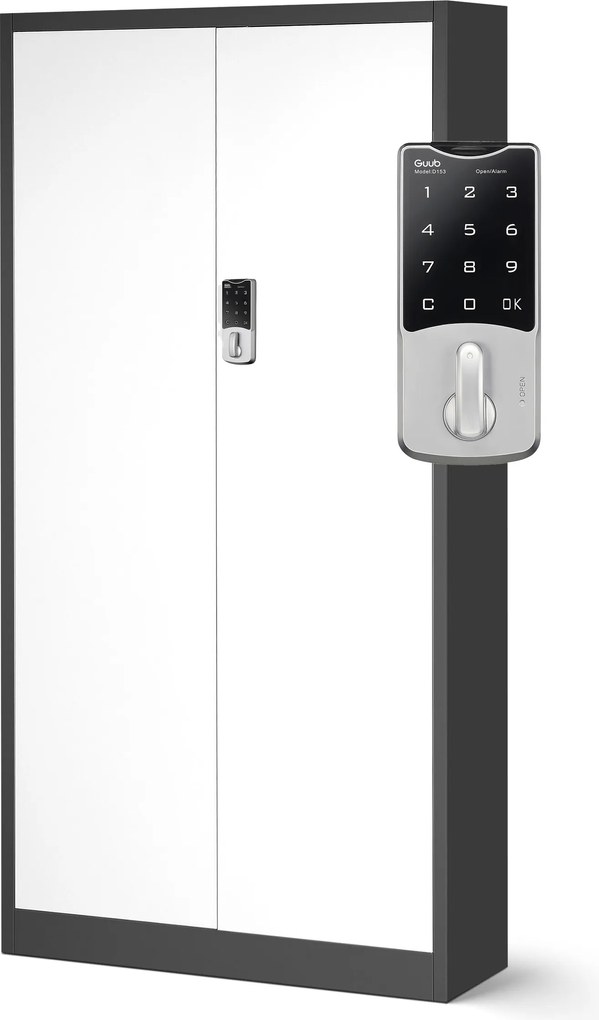 Kovová spisová skriňa DANIEL, 900 x 1850 x 400 mm, antracitovo-biela