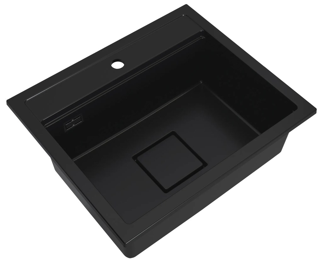 Gamma Quadro 5850, 1-komorový granitový drez 580x495x220 mm, čierna, GMA-ZLE000229