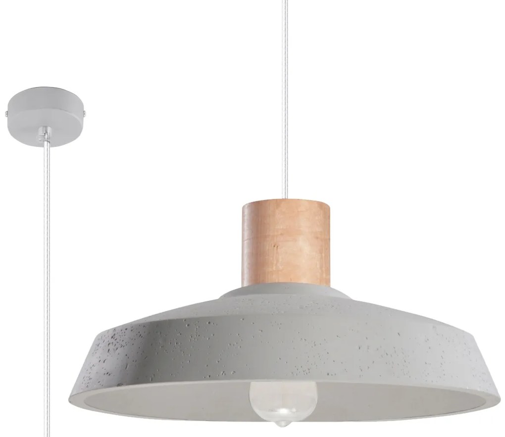 Závesné svietidlo Afra, 1x drevené/betónové tienidlo