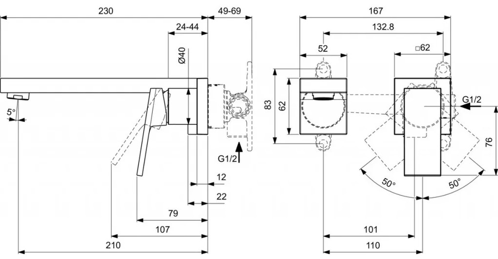 Ideal Standard Extra - Umývadlová batéria podomietková, kartáčovaná zlatá BD510A2