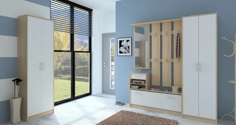 Šatníková skriňa Vincent, dub sonoma/biela