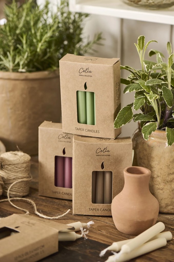 Ib Laursen Sviečka Taper Green Tea  – sada 12 ks