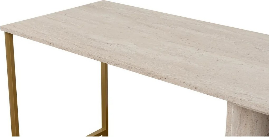 Dvojitý travertínový a zlatý pracovný stôl