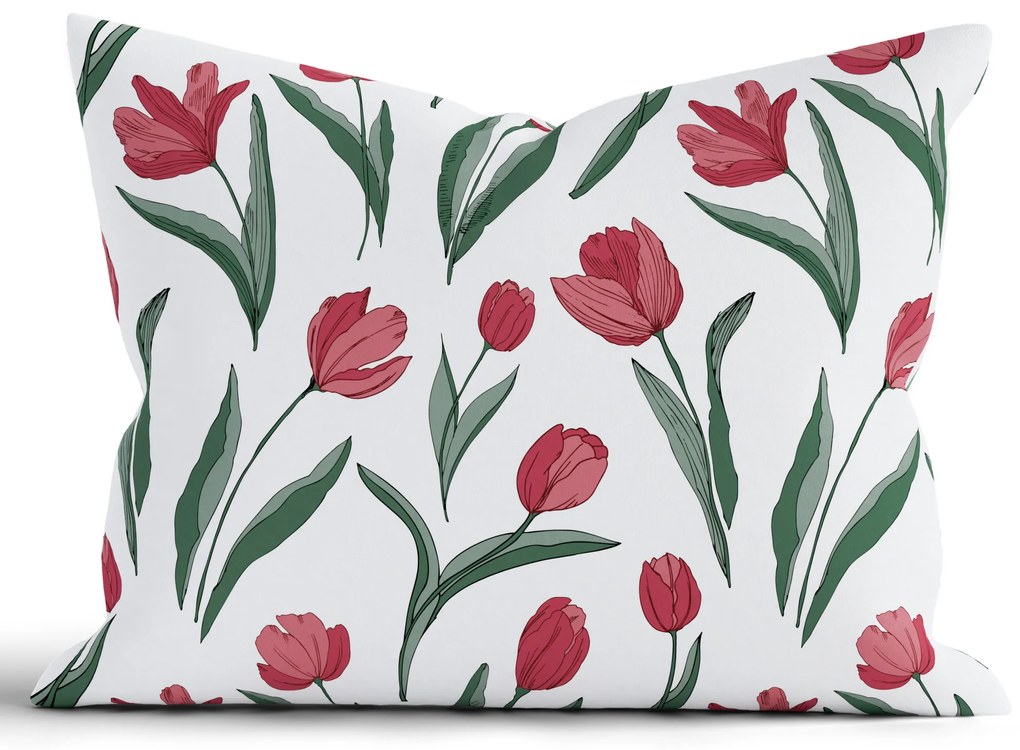 Bavlnená obliečka na vankúš Renforcé 70 × 90 cm – Tulipány