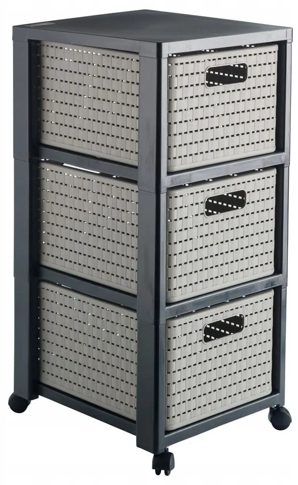 Sivý plastový kúpeľňový regál 32,5 x71 cm Country – Rotho