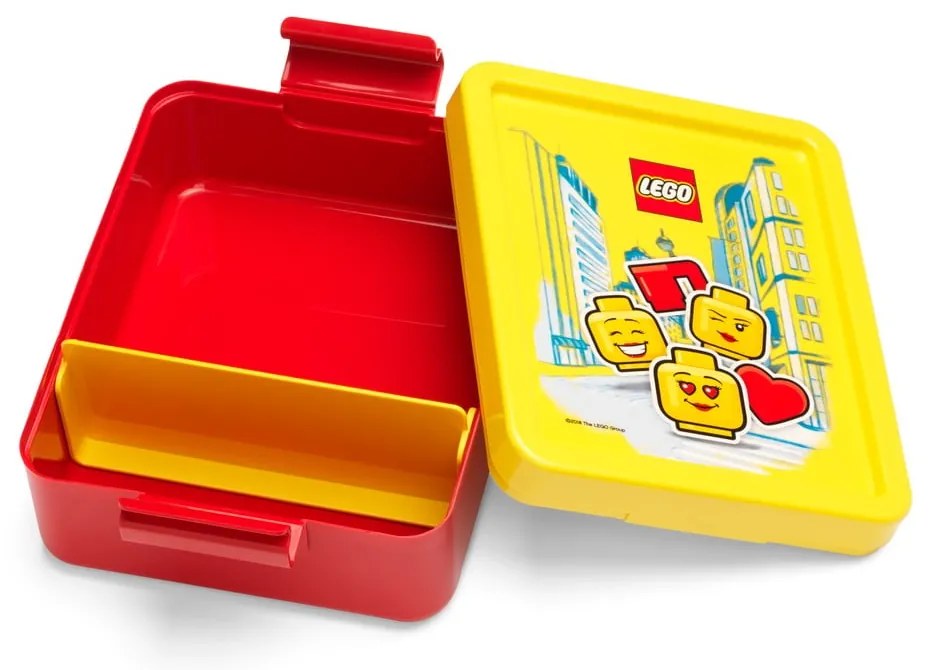 Červený box na desiatu so žltým vekom LEGO® Iconic