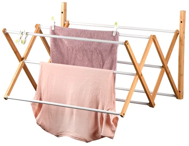 Kesper Sušiak na bielizeň, nástenný, bambusový, 6 tyčí TEAHU