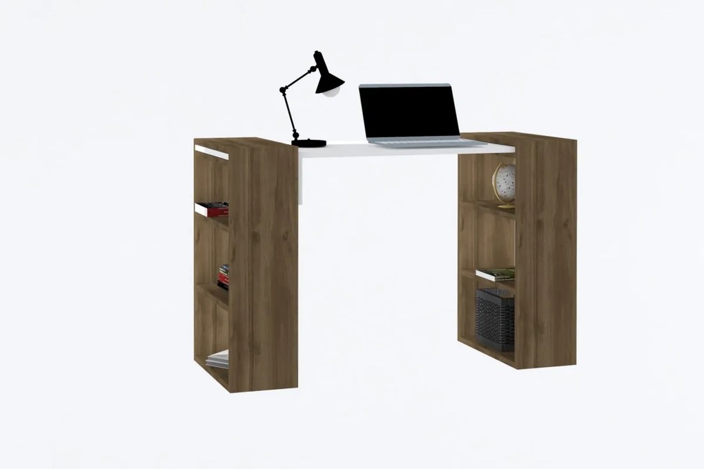 Písací stôl HANDY biely/orech