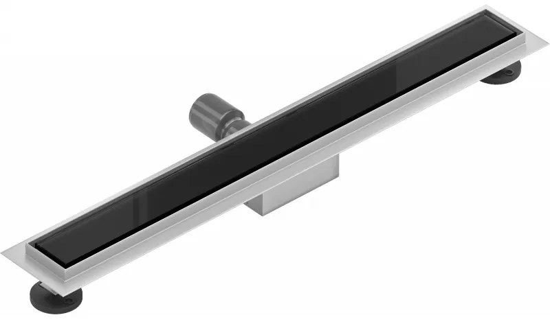Mexen Flat nerezový sprchový žľab 60 cm vzor čierne sklo, 1026060-15