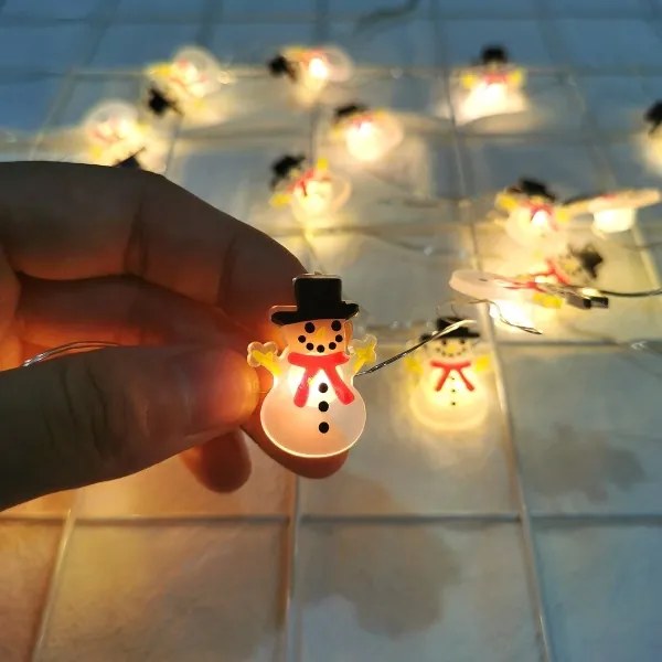 Vianočná 20 LED girlanda Snehuliaci 2m