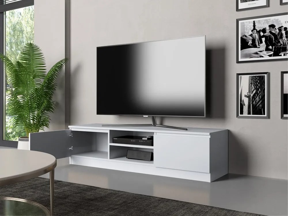 TV skrinka Musecalo 140 (biela matná). Akcia -21%. Vlastná spoľahlivá doprava až k Vám domov. 1132506