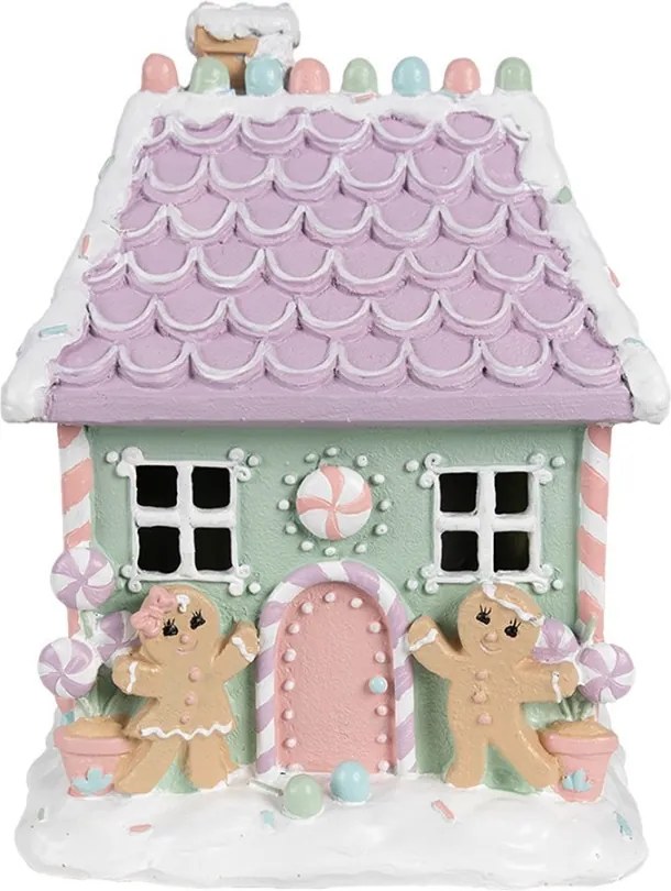 Zeleno-fialová perníková chalúpka Gingerbread House - 17 * 14 * 21 cm