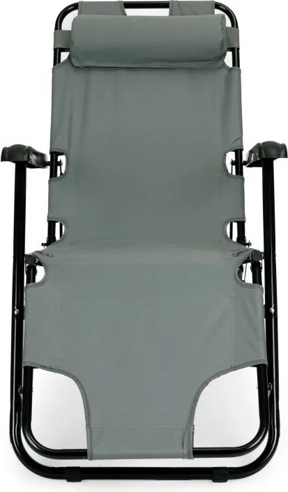 Ležadlo s opierkou hlavy, skladacia konštrukcia, sivé