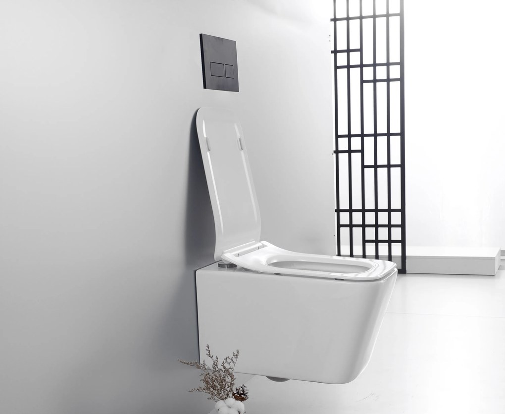 CERANO - Závesná WC misa Forte + UF sedátko, Rimless - biela lesklá, CER-CER-538747