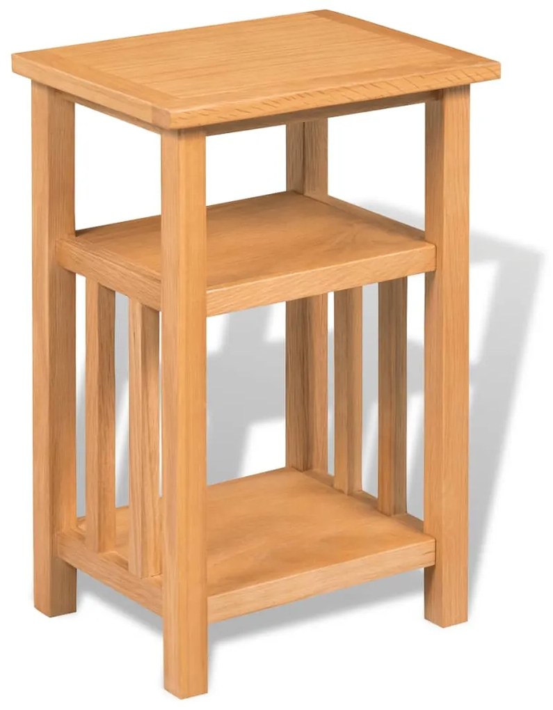 vidaXL Odkladací stolík s poličkou 27x35x55 cm, dubový masív