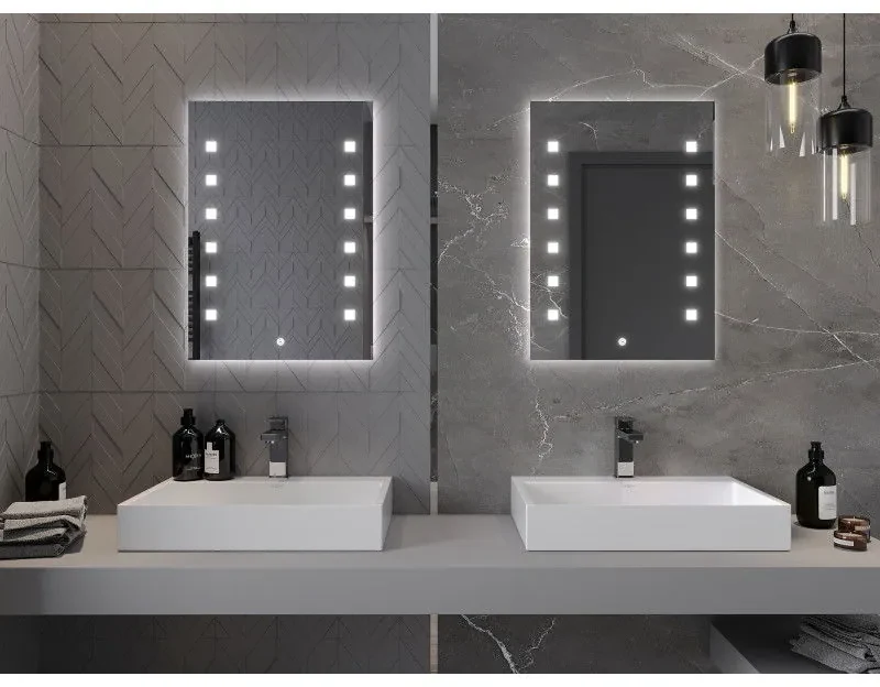 Mexen Ner, LED kúpeľňové zrkadlo s podsvietením 50x70 cm, 6000K, ochrana proti zahmlievaniu, 9809-050-070-611-00