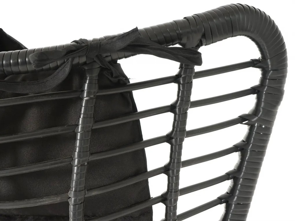 Kreslo s podnožkou HWC-G17b, polyratan - antracit, vankúš antracit