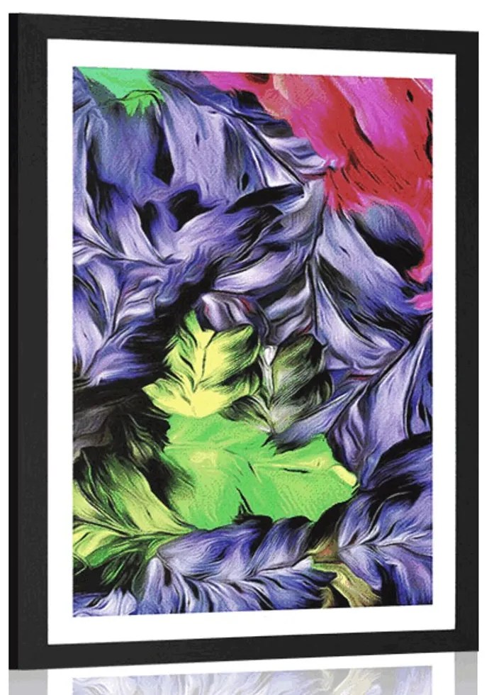 Plagát s paspartou retro ťahy kvetov - 30x45 silver