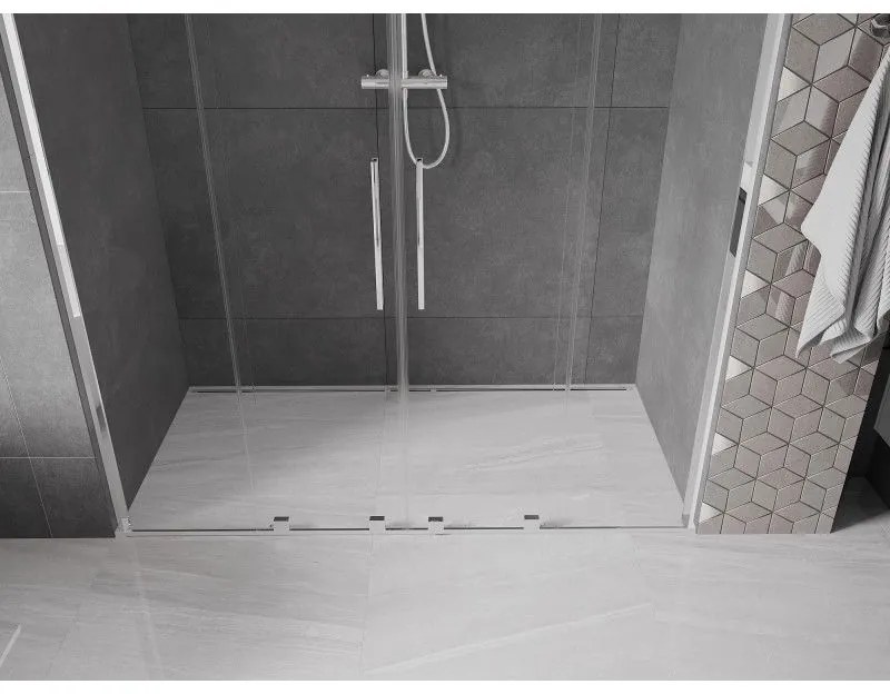 Mexen Velar L Duo, posuvné sprchové dvere do otvoru 200 cm, 8mm číre sklo, chrómová, 871-200-003-02-01