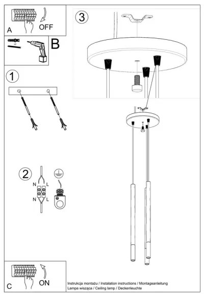 Luster na lanku MOSAIC 3xG9/12W/230V čierna/meď