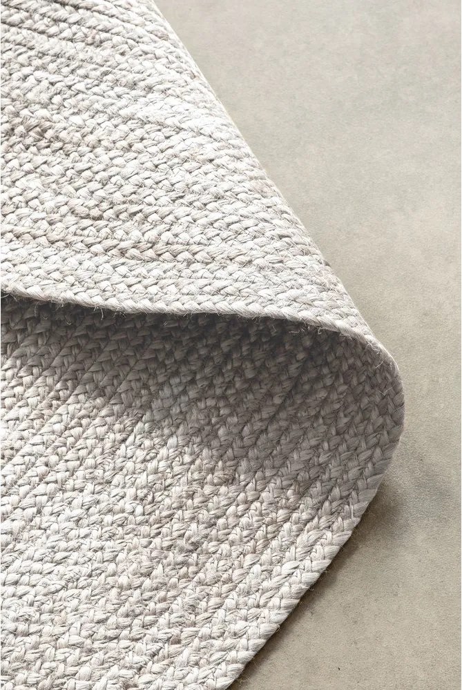 Biely obojstranný/ručne tkaný jutový okrúhly koberec ø 140 cm Braided – Hanse Home
