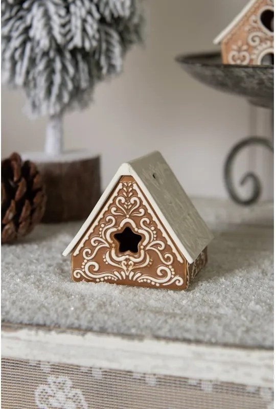 Porcelánový svietnik perníková chalúpka Gingerbread House - 8*7*7 cm
